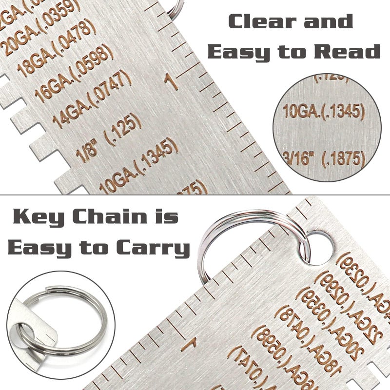 ZeeDix 2 PCS Metal Thickness Gauge Portable Steel Thickness Gauge Metal GaugeThickness Tool, Stainless Steel Plated Size Inspection Tool Welding Material Steel Gauge - Image 4